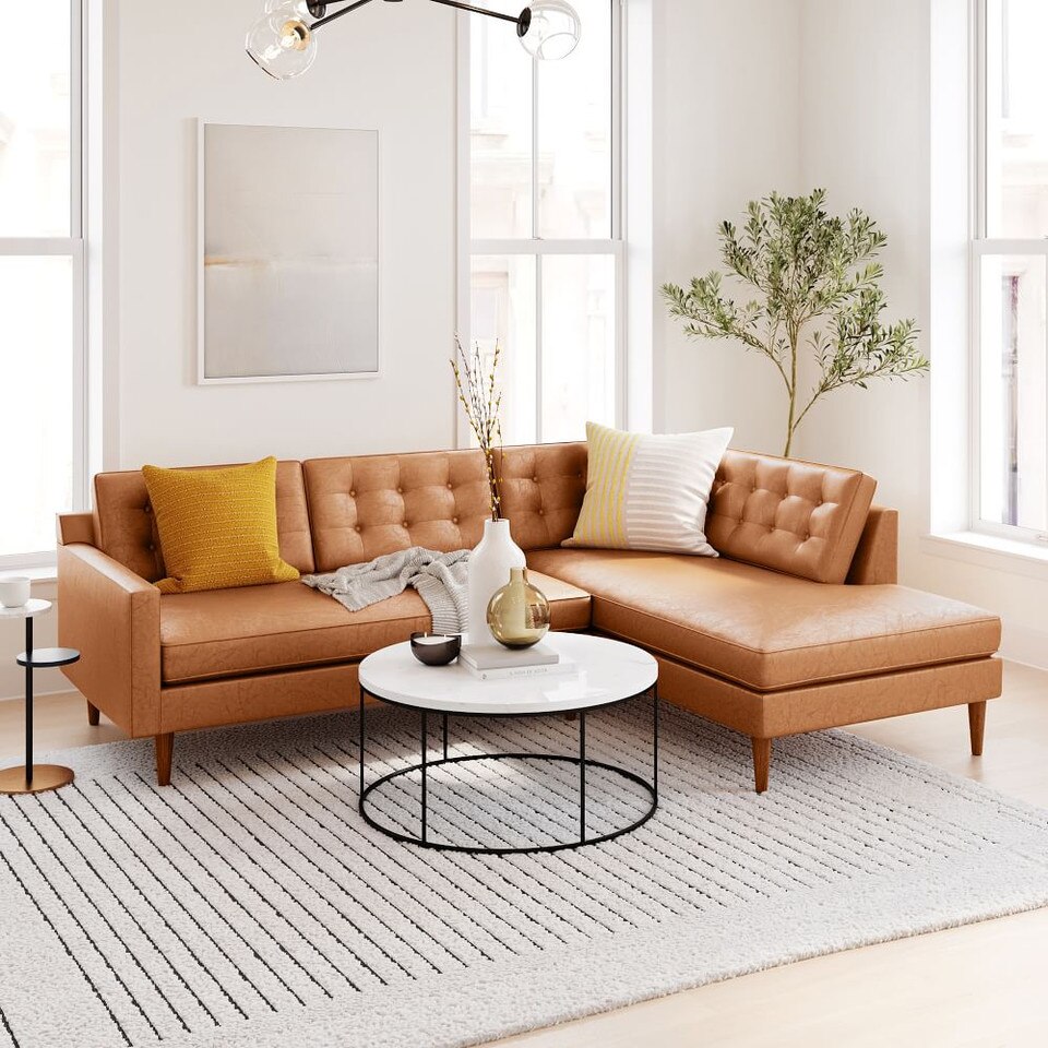Drake Leather 2Piece Terminal Chaise Sectional (254 cm) West Elm UK